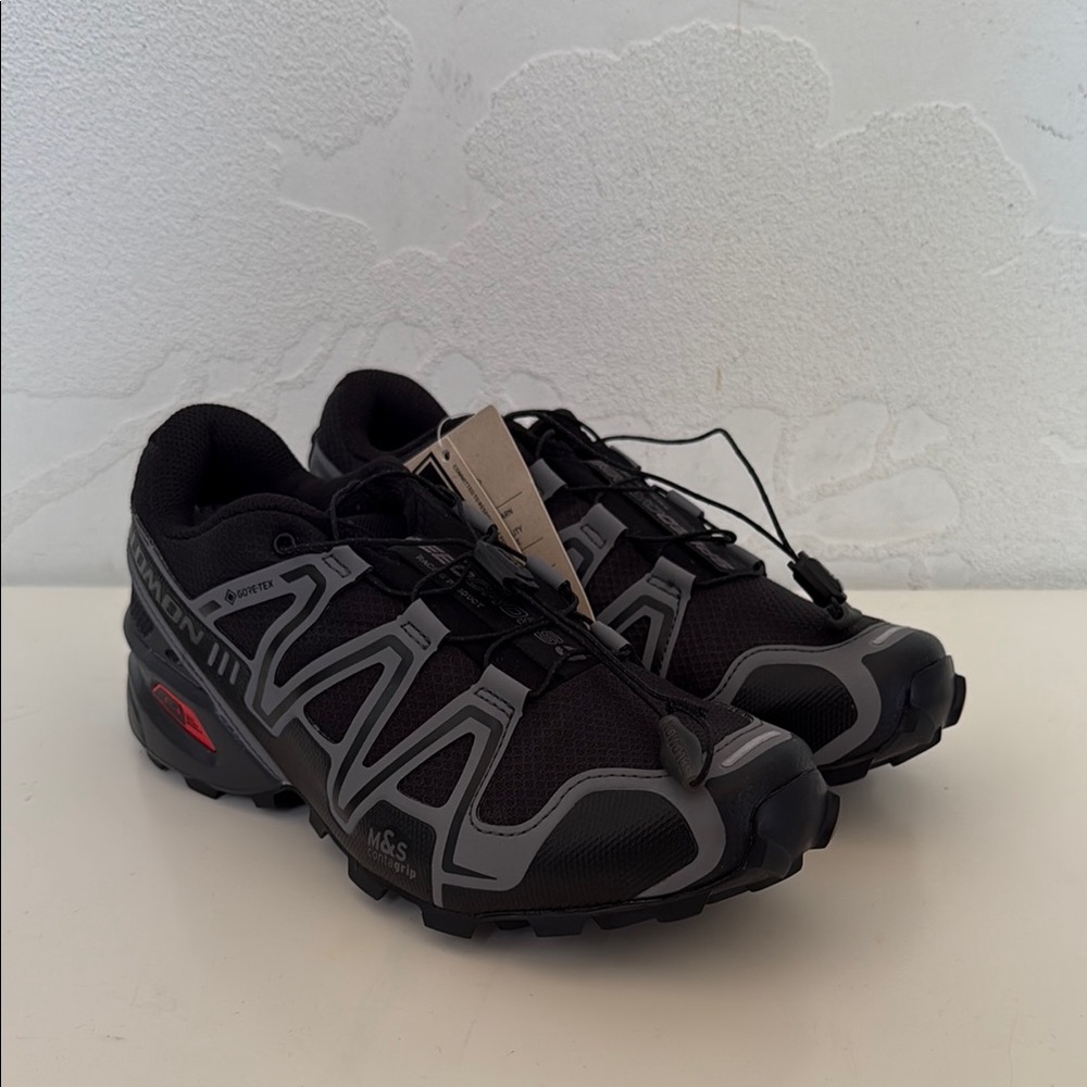 Salomon Black Gray Speedcross 3 GTX Gortex Trail Shoes Size 6 NWT
